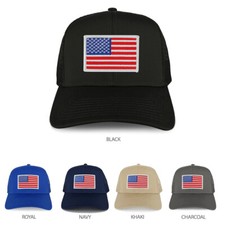 XXL Oversize White USA Flag Patch Mesh Back Trucker Baseball Cap - FREE SHIPPING