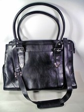Wilson Leather Black Leather Shoulder Strap Briefcase With Lap Top Case