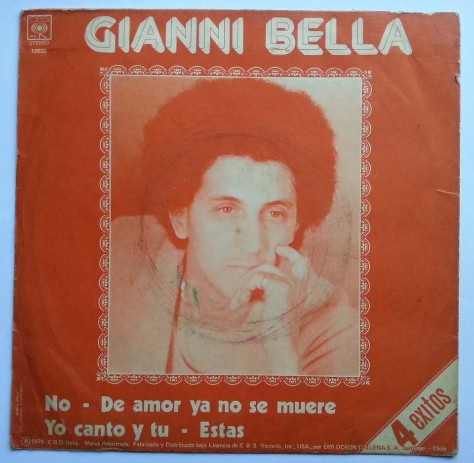 GIANNI BELLA NO 1979 4-TRCKS EP SPANISH-SUNG! UNIQ CVR & PS! CHILEAN PRESS ONLY! - Image 3 of 4