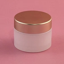 4 of Premium 50 ml White Frosted Glass Face Cream Jar with Golden Cup