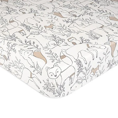 Crane Baby Cotton Sateen Fitted Crib Sheet Ezra Woodland eBay