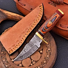 Custom Made Hand Forged Damascus Steel Hunting Skinning Knife 2147