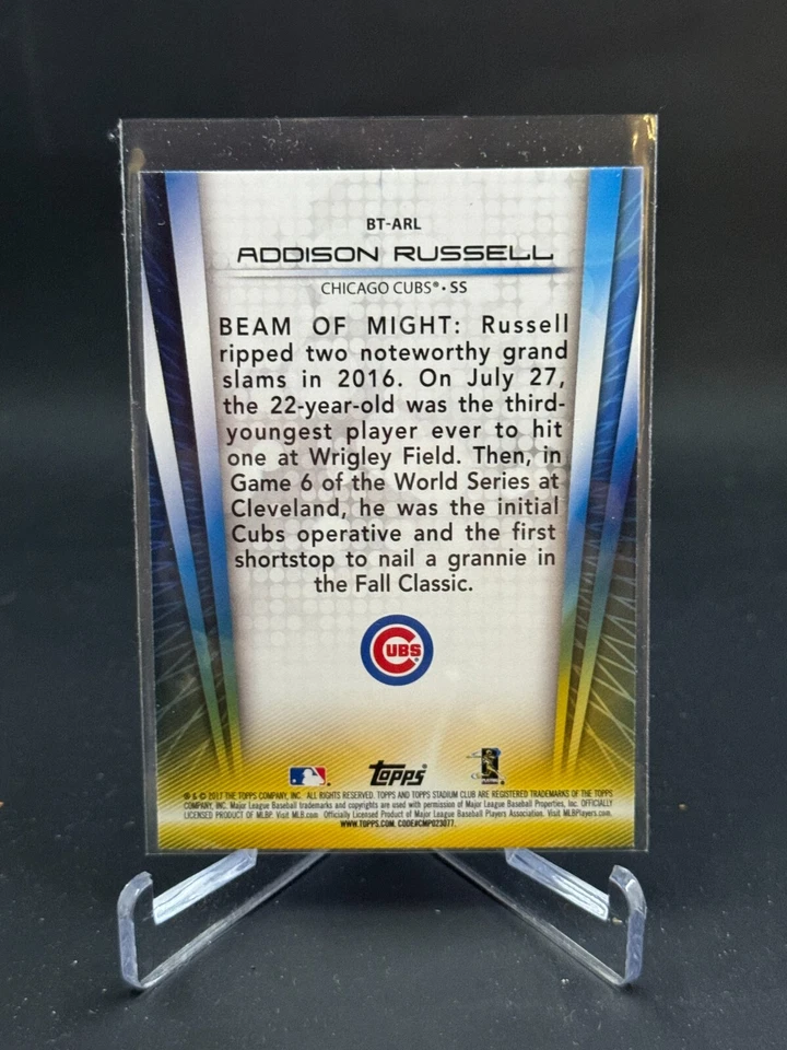 Tarjeta del equipo Stadium Club Baseball Addison Russell Beam 2017 BT-ARL Foto 2 de 2