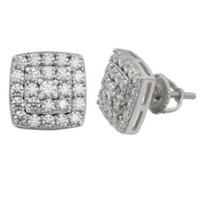 925 Silver Iced Hip Hop MOISSANITE Square Screwback Earrings VVS D GRA Certified
