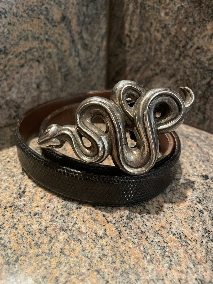 Kieselstein-Cord Sterling Snake MIDSIZE Buckle And Black Lizard