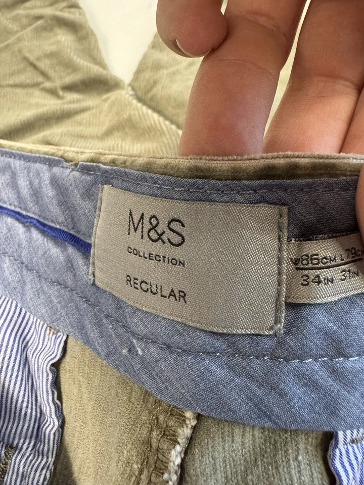 Pantalones de pana Marks & Spencer regulares para hombre 34x31 elásticos modernos clásicos informales Foto 3 de 4