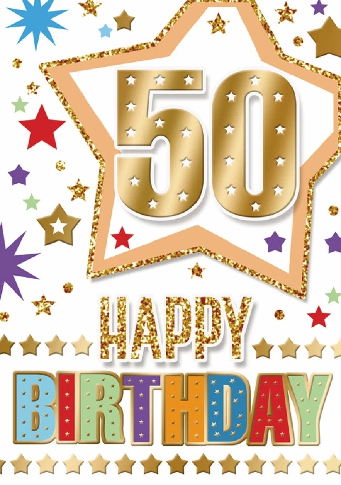XPRESS YOURSELF Happy 50th Birthday. Fun Star Design Card For Age 50 Male