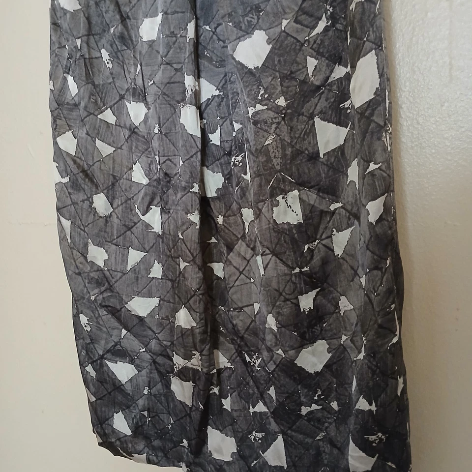 Max Mara платье женщин 6 серый геометрический шелк Shift оболочка офис дизайнер читать - Изображение 3 из 4