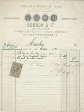 1881+BOUHON+Clavier+fabrique de bronze+fournisseur du garde Meuble+Bouhon & Cie