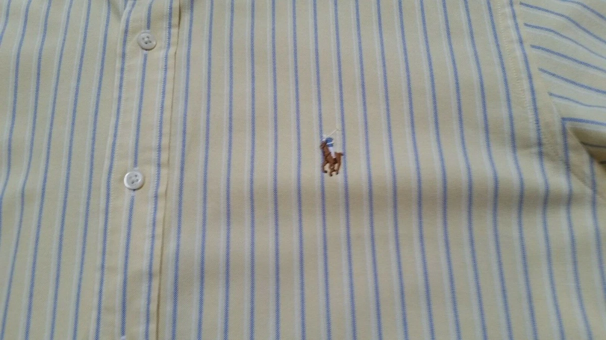 Men's Large Lauren Long Sleeve Striped Logo Shirt eBay