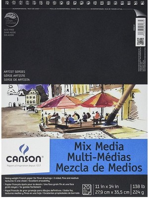 Canson Artist Series Mixed Media Paper, Wirebound Pad, 9-x-12-Inch, Graphite