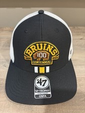 '47 Brand Boston Bruins Centennial Merge Trophy Stretch Flex Hat Cap Black