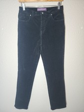 Gloria Vanderbilt Amanda Classic high-rise corduroy pants in black.