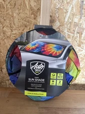 Auto Drive Twist Car Sun Shade, Universal Fit Automotive Tie-Dye