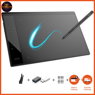 Grafiktablett A30V2 10x6 Zoll 8192 Druckstufen mit Gestenpad und Tasten