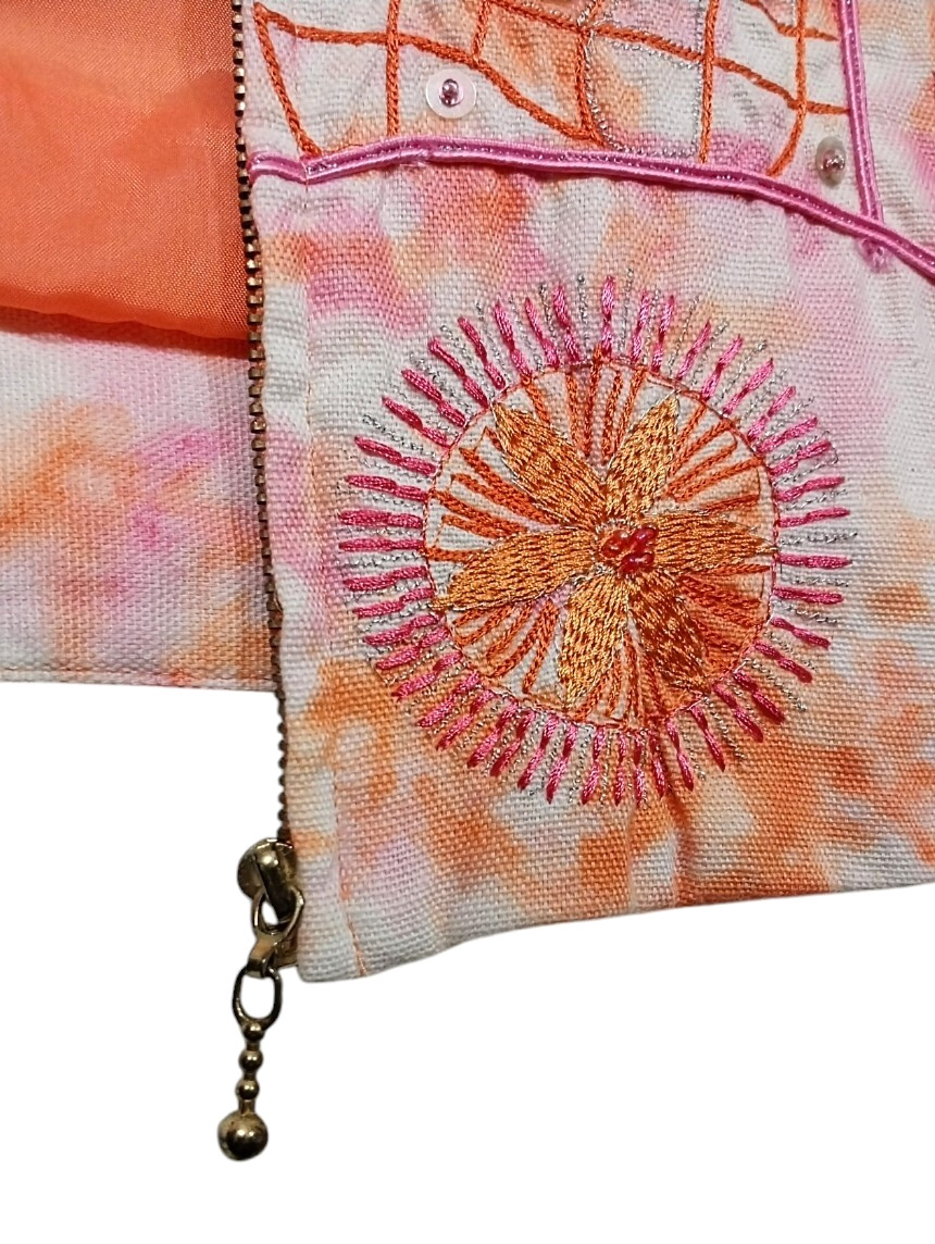 Patchington Jacket Embroidered Sequined Pink Tie … - image 9