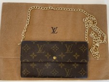Authentic Louis Vuitton Sarah Wallet Monogram Canvas WOC - Gold Chain & Dust Bag