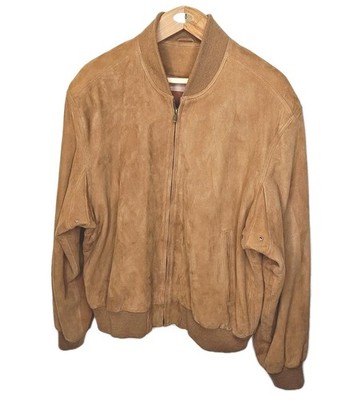 Vintage USA Coach 913 Aviator Bomber Leather Jacket Oversized Large Brown Suede 