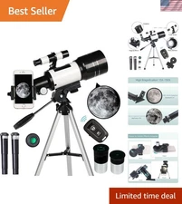 70mm Portable Travel Telescope for Beginners - 15X-150X Magnification, Black