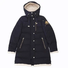 Mousse Knuckles MOOSE Down Coat Jacket Long Hoody Boa Logo Metal Plate Used 55f9