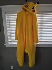 Pok mon Pikachu Cosplay Halloween Costume Sleepwear Fleece Lined Adult Sz Small