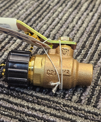 Milwaukee Valve UPBA-150H: 1/2 in. Bronze Full Port Solder x GHT 600# Ball Valve