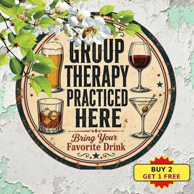 Group Relaxation Zone Lounge Lounge Bar Slogan Cocktail Circle Metal Sign 8x8