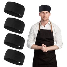 Yolev 4 Pcs Unisex Chef Hats Adjustable Kitchen Cooking Caps One Size, Black