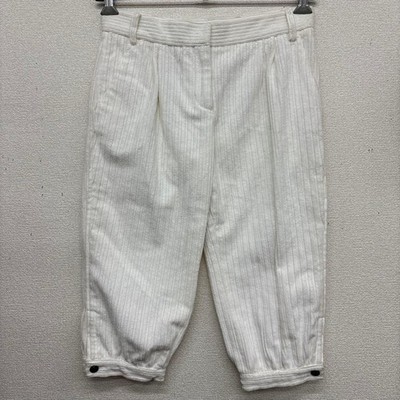 D&G DOLCE & GABBANA Cropped Textured Pants Pleated White Size 22/36