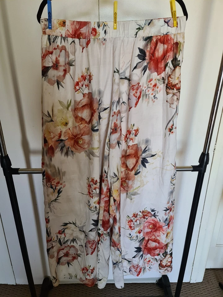 Ladies Pants Size 14 Witchery Wide-leg Elastic Waist  Lovely Colours  VGC - image 2 of 4