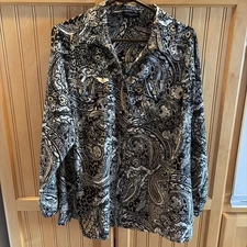 Notations Paisley  Button Blouse Long Sleeve Women’s-Size 2X Beautiful Pattern