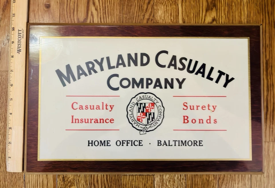 Винтажная вывеска страховой компании Maryland Casualty Surety Bond Baltimore Fire Mark - Изображение 2 из 4