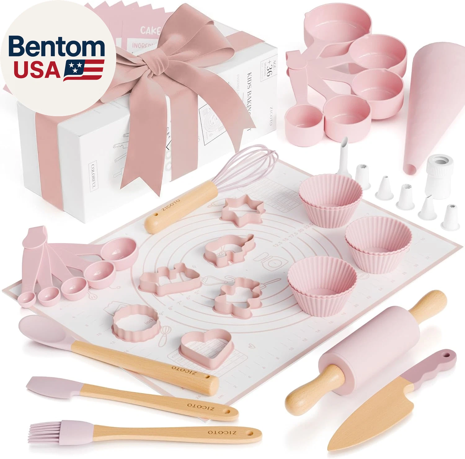 Wooden Baking Set for Kids - a Complete Set of Real Kitchen Utensils Gives Toddl
