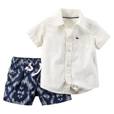 Carters Infant Boys 2 Piece Ivory Shirt Short Set 3m