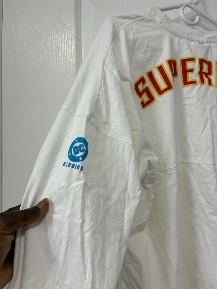 Camisa DC Comics Superman Classic Logo XL Blanca Manga Larga 100% Algodón Foto 3 de 4