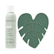 EcoTools Makeup Brush Cleansing Pad + Deep Clean Shampoo Bundle, Green Leaf NIB