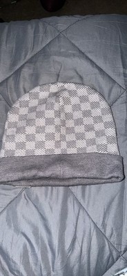 Louis Vuitton Gray Check Beanie Hat Men Designer Pre-Owned Good Size M