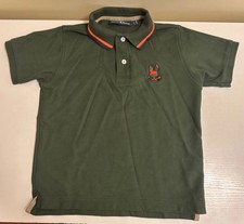 PSYCHO BUNNY Polo Shirt Boys Kids Size 10/12 Medium Green EUC