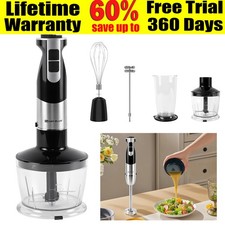 4 in 1 Electric Hand Blender Set Food Processor Mixer Whisk & Chopper Bowl 1200W