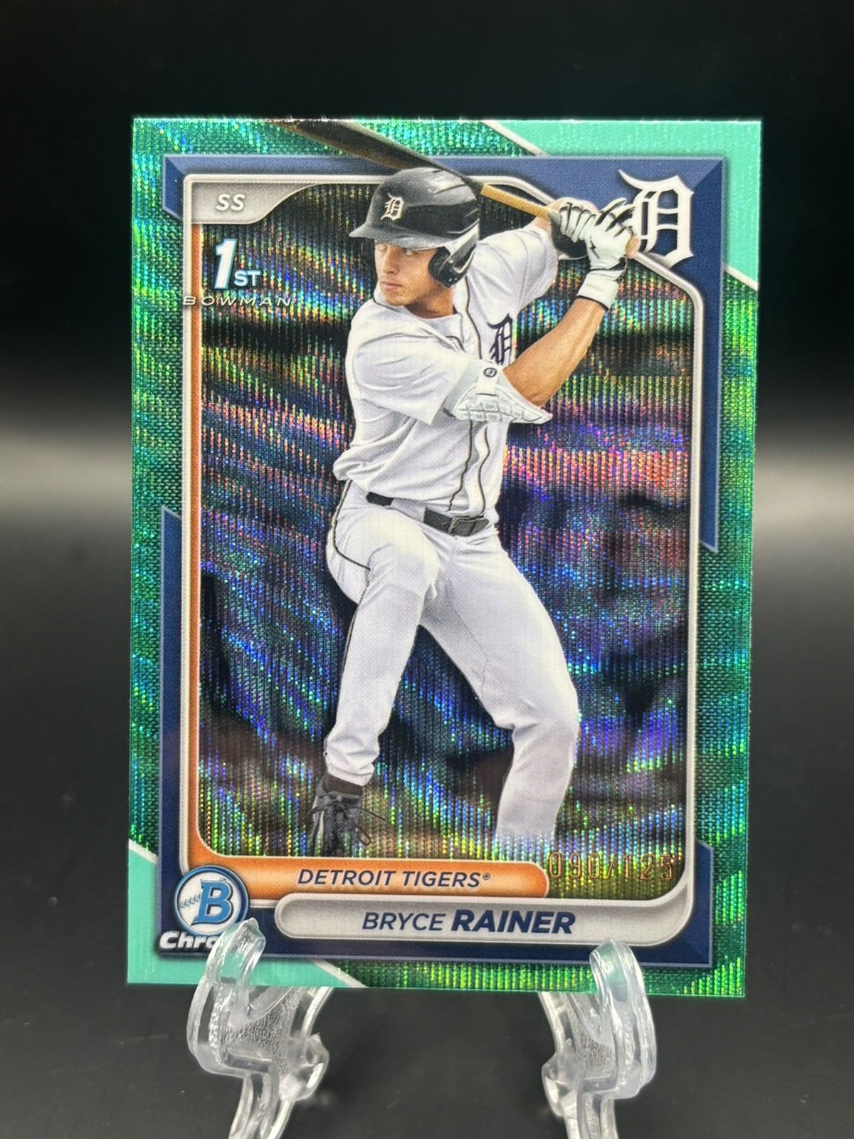 2024 BOWMAN CHROME DRAFT BRYCE RAINER BDC-86 1ST AQUA WAVE REFRACTOR # /125