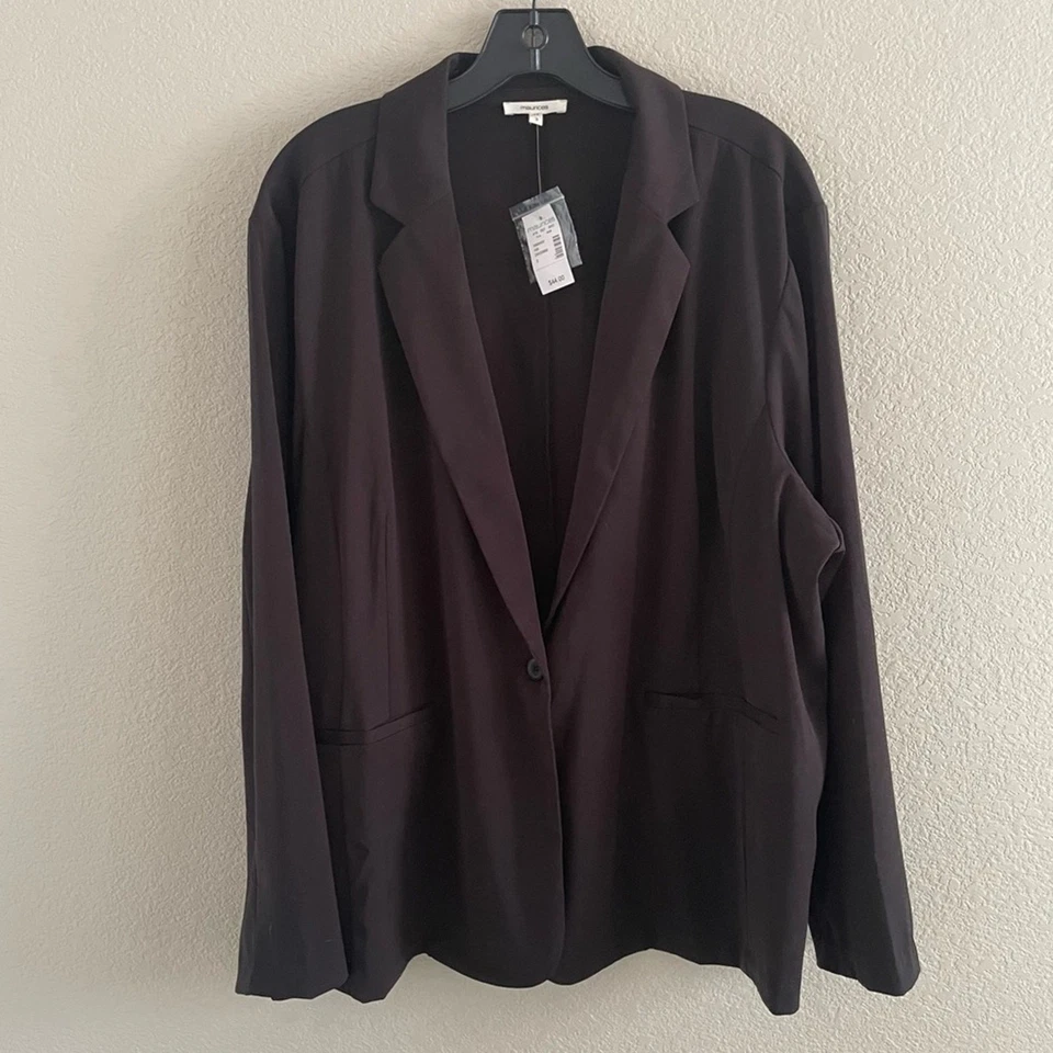 Maurices Womens Blazer Jacket  Notched Lapel Size 3X Black Career Minimalist - Image 2 of 4
