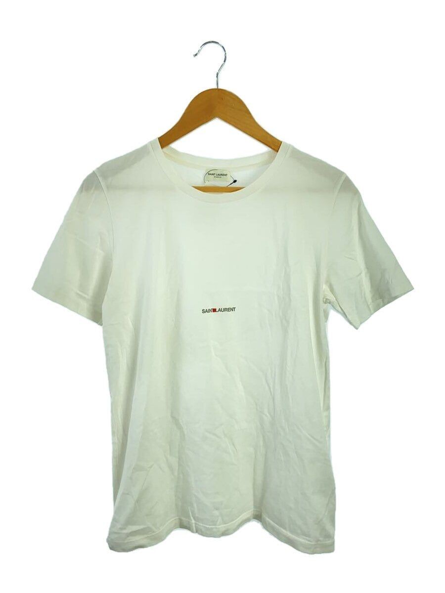 SAINT LAURENT T SHIRT LOGO DAVANTI S COTONE BIANCO 464572 Usata