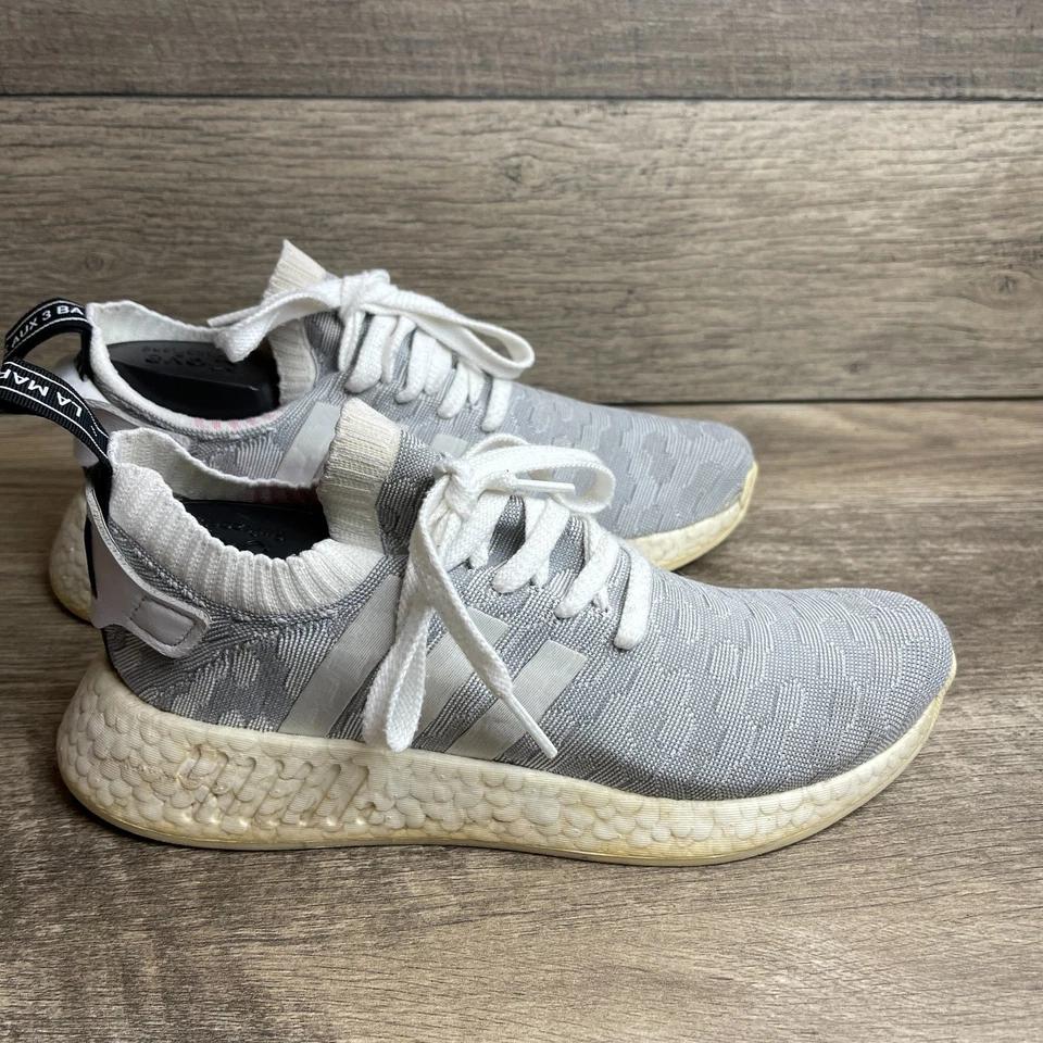 Adidas NMD R2 Primeknit BY9520 Mujer 8 Zapatos para Correr Blanco Negro Rosa Tenis Foto 3 de 4