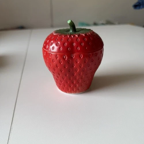 Vintage Hazel Atlas Strawberry Jar Jam Sugar Cottage Core Farmhouse Milk Glass