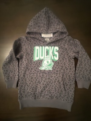 Girls Oregon Ducks Grey Cheetah Print Hoodie Sweatshirt  Youth M 8-10 BRAND NEW