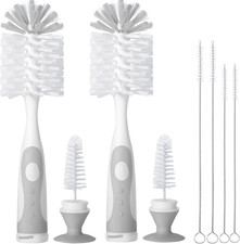 2 Pack Baby Bottle Brush with 4 Pack Straw Brushes, 10.2" Nylon Brushe with Nipp