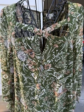 UMGEE Women’s Fall Floral Bell Sleeve Boho Dress Size M