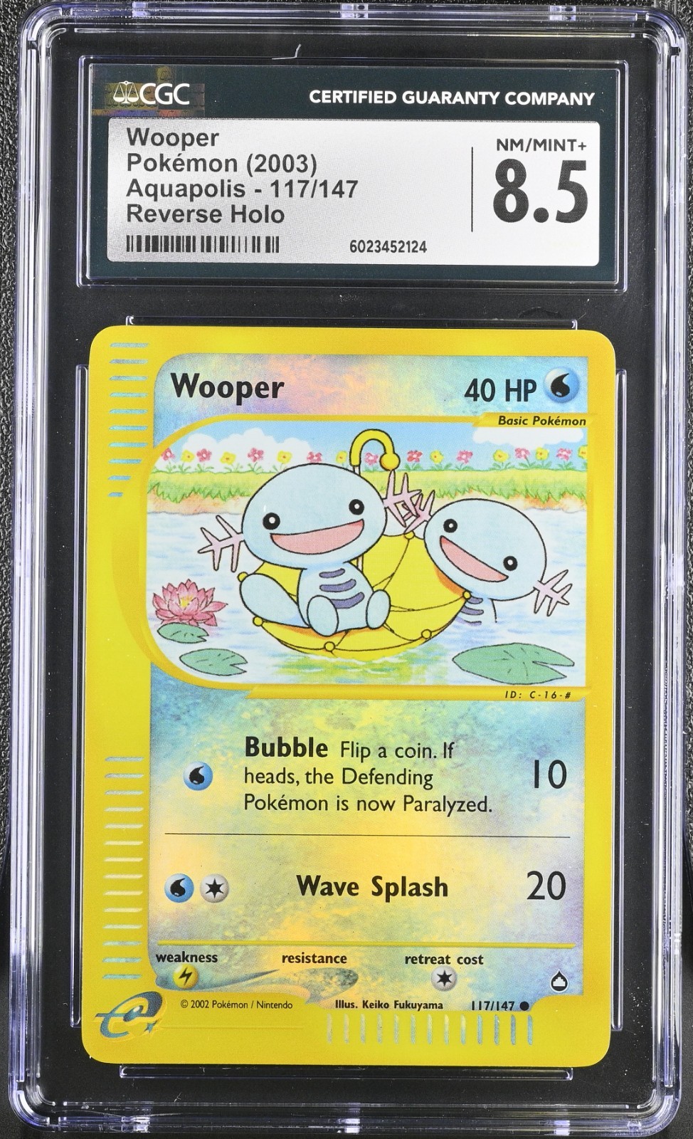 CGC 8.5 Wooper Reverse Holo 117/147 Aquapolis Pokemon 2003
