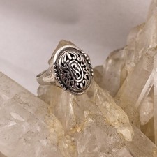ATI 925 ID Sterling Filigree Tribal Design Ring Size 8.25