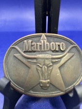 Marlboro -Philip Morris - Longhorn Steer - Vintage 1987 Solid Brass Belt Buckle